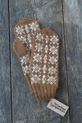 Raštuotos moteriškos alpakų vilnos pirštinės - Nemuno alpakos