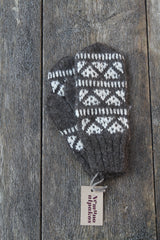 Raštuotos moteriškos alpakų vilnos pirštinės - Nemuno alpakos